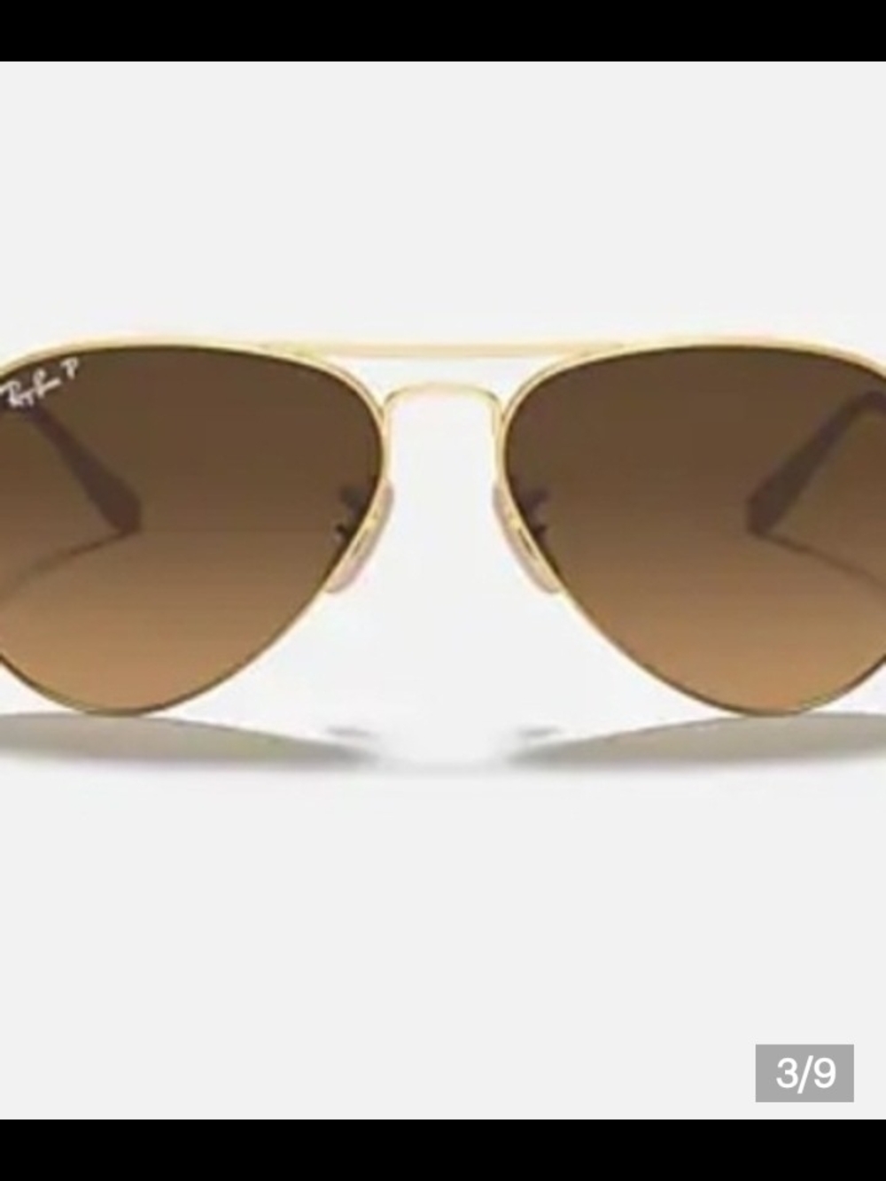New - Ray-Ban Gold Frame Brown Gradient Aviator Folding Sunglasses